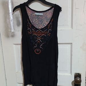 Chic Black Embellished Tank Top